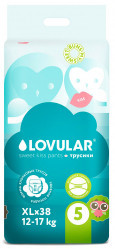 Подгузники Lovular Sweet kiss XL 12-17 кг, 38 штук