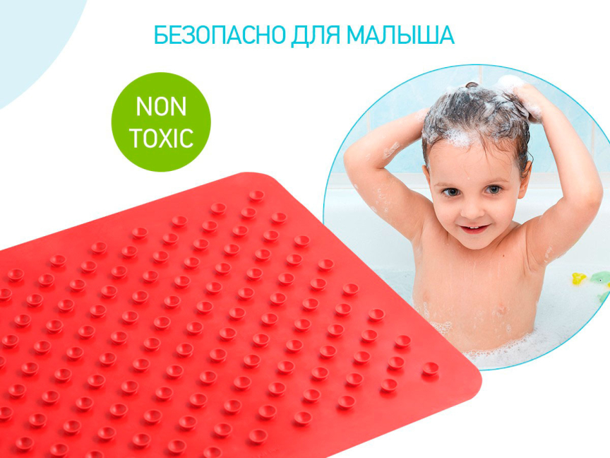 Антискользящий резиновый коврик для ванны Roxy Kids красный 34х58 см