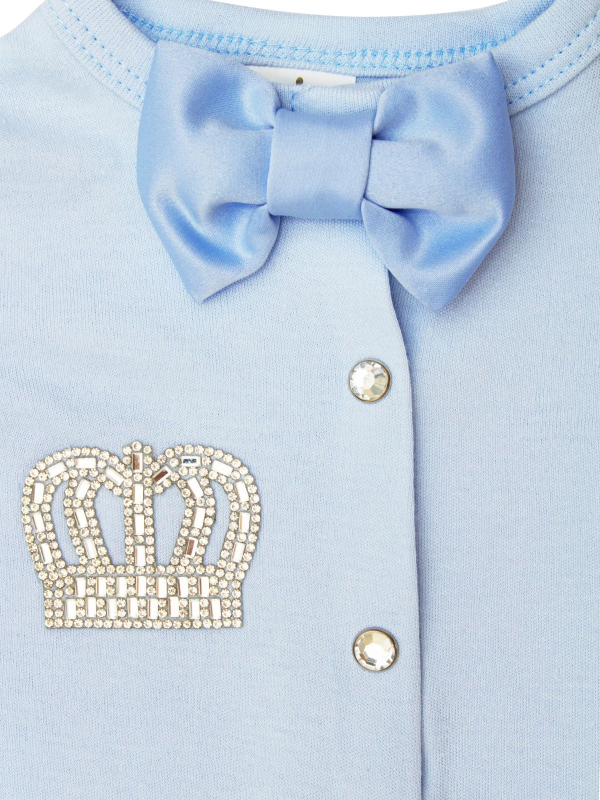 Комплект на выписку 2 предмета Luxury Baby Корона голубая с голубым бантиком 62