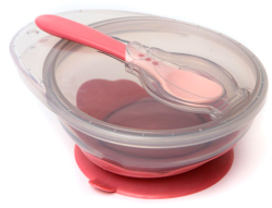 Набор для кормления Mum&Baby миска на присоске, с крышкой + ложка розовый 4770839 