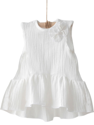 Платье KiDi kids без рукавов, с воланом, молоко, размер 26, рост 80-86 см